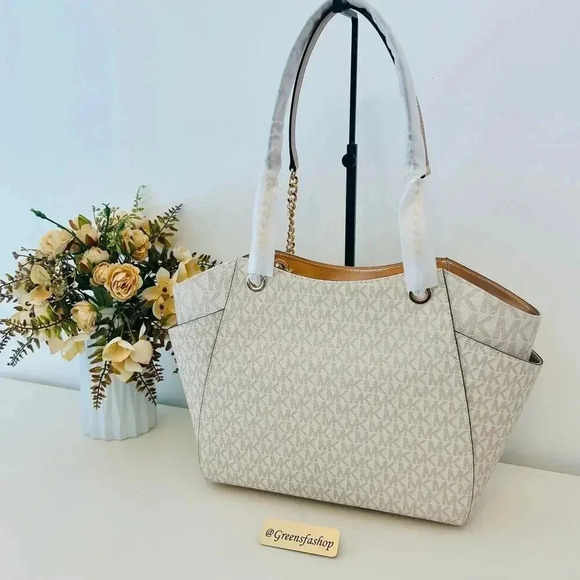 Michael Kors Purse jet set travel large chain tote shoulder bag rose gold MK - Picture 4 of 8